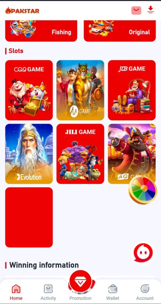 Slots in PAKSTAR