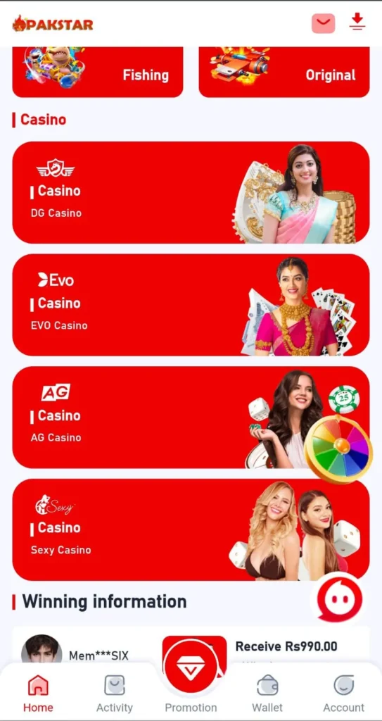 Slots in PAKSTAR